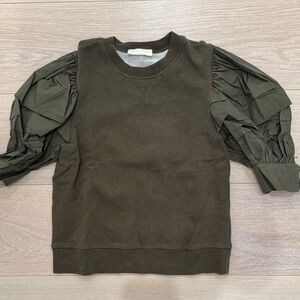 Ulla Johnson Olive Green Sweater with Puff Sleeves